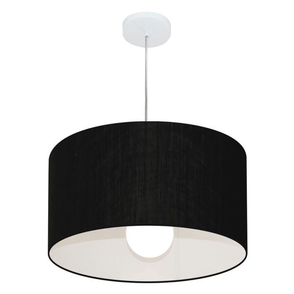 Lustre Pendente Cilíndrico Md-4205 Cúpula Em Tecido 45x30cm P