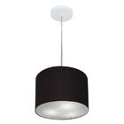 Lustre Pendente Cilíndrico Md-4209 Cúpula Em Tecido 25x25cm P