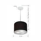 Lustre Pendente Cilíndrico Md-4209 Cúpula Em Tecido 25x25cm P