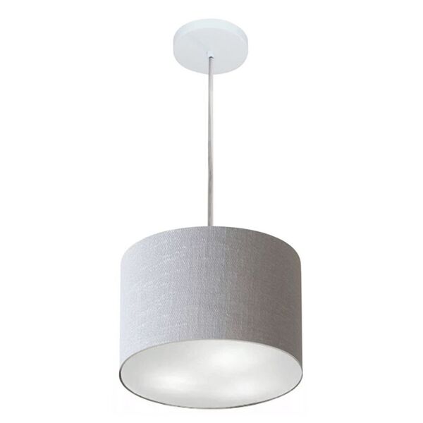 Lustre Pendente Cilíndrico Md-4209 Cúpula Em Tecido 25x25cm R