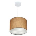Lustre Pendente Cilíndrico Md-4210 Cúpula Em Tecido 30x25cm P