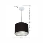 Lustre Pendente Cilíndrico Md-4210 Cúpula Em Tecido 30x25cm P