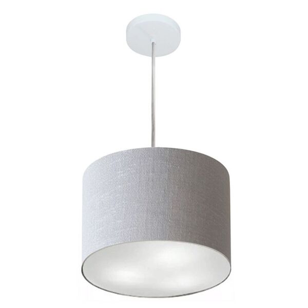 Lustre Pendente Cilíndrico Md-4210 Cúpula Em Tecido 30x25cm R