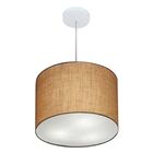 Lustre Pendente Cilíndrico Md-4212 Cúpula Em Tecido 40x30cm P