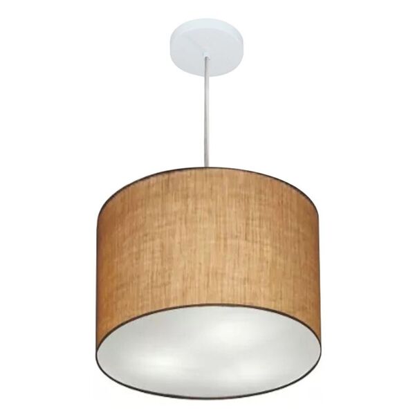 Lustre Pendente Cilíndrico Md-4212 Cúpula Em Tecido 40x30cm P