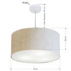 Lustre Pendente Cilíndrico Md-4213 Cúpula Em Tecido 50x30cm L