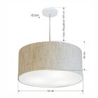 Lustre Pendente Cilíndrico Md-4215 Cúpula Em Tecido 55x30cm R