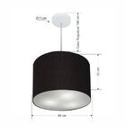 Lustre Pendente Cilíndrico Md-4216 Cúpula Em Tecido 40x30cm P