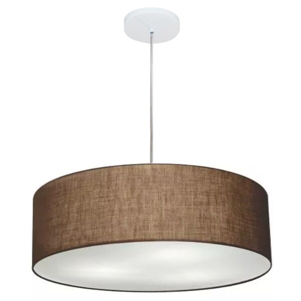 Lustre Pendente Cilíndrico Md-4217 Cúpula Em Tecido 50x15cm C