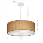 Lustre Pendente Cilíndrico Md-4218 Cúpula Em Tecido 55x15cm P