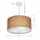 Lustre Pendente Cilíndrico Md-4242 Cúpula Em Tecido 45x25cm P