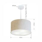 Lustre Pendente Cilíndrico Md-4244 Cúpula Em Tecido 40x25cm L