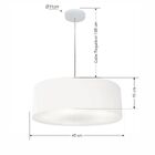 Lustre Pendente Cilíndrico Md-4254 Cúpula Em Tecido 45x15cm B