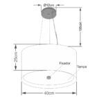 Lustre Pendente Cilíndrico Md-4319 Cúpula Em Tecido 40x25cm P