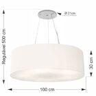 Lustre Pendente Cilíndrico Md-4381 Cúpula Em Tecido 100x30cm