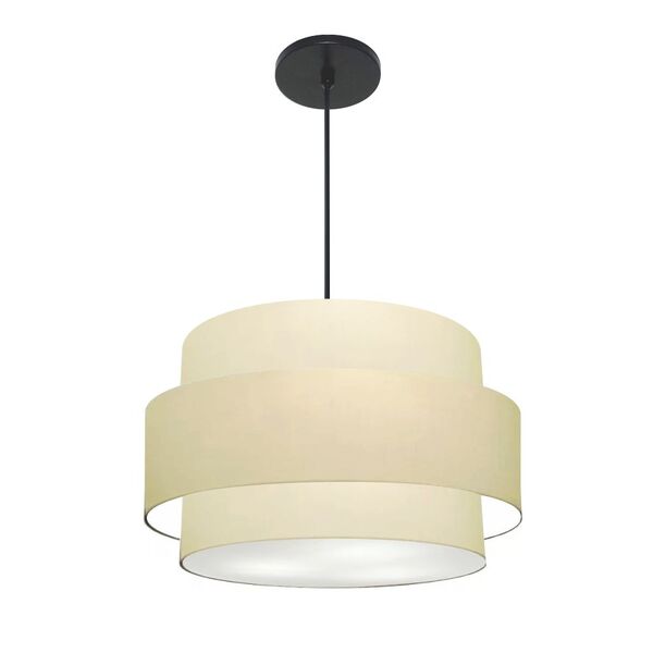 Lustre Pendente Cilíndrico Md-4384 Cúpula Em Tecido Bege Tam