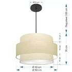 Lustre Pendente Cilíndrico Md-4384 Cúpula Em Tecido Bege Tam