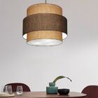 Lustre Pendente Cilíndrico Md-4384 Cúpula Em Tecido Café E Pa