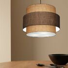 Lustre Pendente Cilíndrico Md-4384 Cúpula Em Tecido Café E Pa