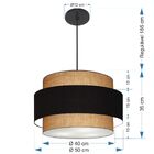 Lustre Pendente Cilíndrico Md-4384 Cúpula Em Tecido Preto E P