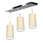 Lustre Pendente Cilindrico Triplo Base Retangular Bege