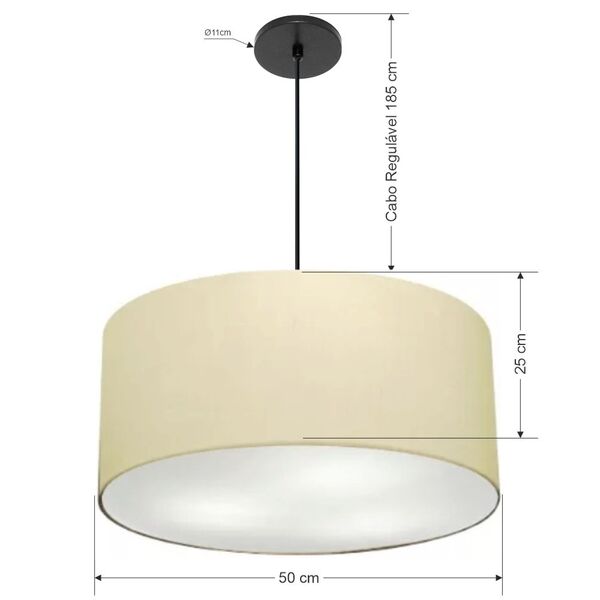 Lustre Pendente Cilíndrico Vivare Free Lux Md-4386 Cúpula Em