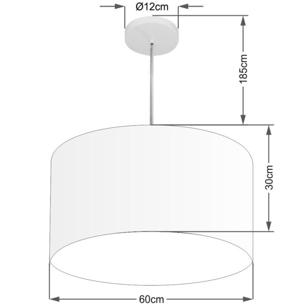 Lustre Pendente Cilíndrico Vivare Md-4169 Cúpula Em Tecido 60