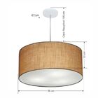Lustre Pendente Cilíndrico Vivare Md-4215 Cúpula Em Tecido 55