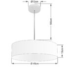 Lustre Pendente Cilíndrico Vivare Md-4254 Cúpula Em Tecido 45