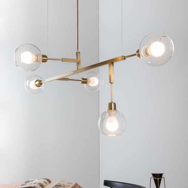 Lustre Pendente Cinque 100 Glass Dourado T55100-V Golden Art