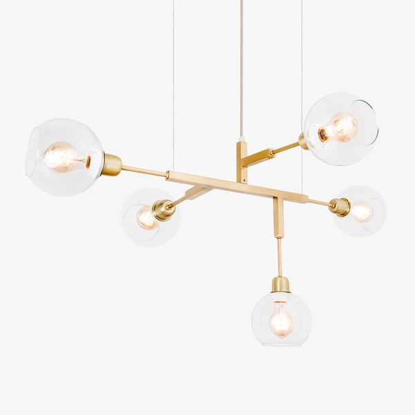 Lustre Pendente Cinque 70 Glass Dourado T5570-V Golden Art