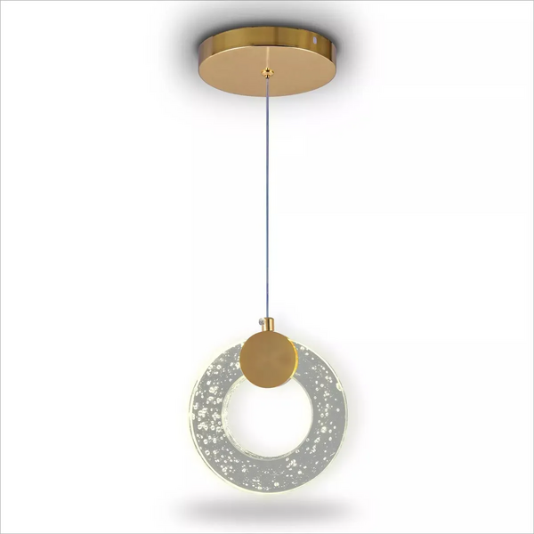 Lustre Pendente Círculo Vazado Dourado Ou Preto - Dourado