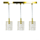 Lustre Pendente Clearcast Triplo Cristal Legitimo Dourado