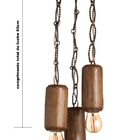 Lustre Pendente Colonial Em Tronco De Madeira Rústico Com  80