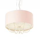 Lustre Pendente Com Cristais Cilindrica 30x15  Rosa