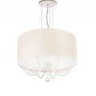 Lustre Pendente Com Cristais Cilindrica 30x15 Branco