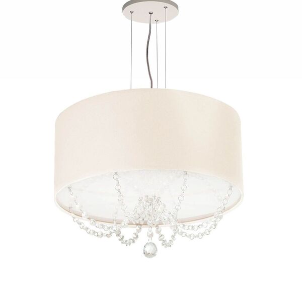 Lustre Pendente Com Cristais Cilindrica 30x15 Branco