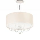 Lustre Pendente Com Cristais Cilindrica 40x15 Branco