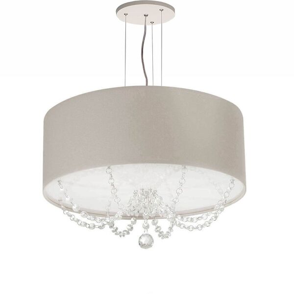 Lustre Pendente Com Cristais Cilindrica 40x15 Cinza