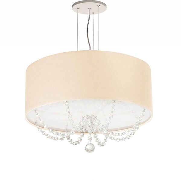 Lustre Pendente Com Cristais Cilindrica 40x15 Crú