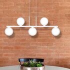 Lustre Pendente Com Globo Fosco Para 5 Lâmpadas Led Bivolt Ja