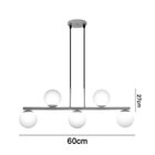 Lustre Pendente Com Globo Fosco Para 5 Lâmpadas Led Bivolt Ja