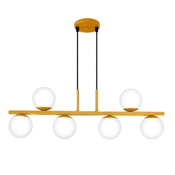 Lustre Pendente Com Globo Fosco Para 6 Lâmpadas Led Bivolt Ja