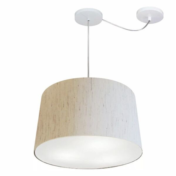 Lustre Pendente Cone Com Desvio Linho Bege Mj-4277 Para Mesa