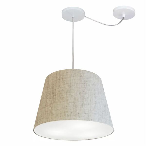 Lustre Pendente Cone Com Desvio Rustico Bege Mj-4280 Para Mes