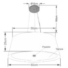 Lustre Pendente Cone Md-4015 Cúpula Em Tecido 25/60x50cm Palh