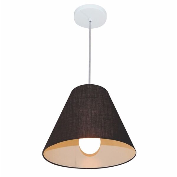 Lustre Pendente Cone Md-4028 Cúpula Em Tecido 25/30x12cm Pret