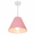 Lustre Pendente Cone Md-4028 Cúpula Em Tecido 25/30x12cm Rosa