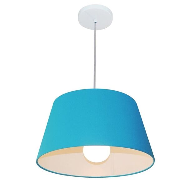 Lustre Pendente Cone Md-4039 Cúpula Em Tecido 21/40x30cm Azul