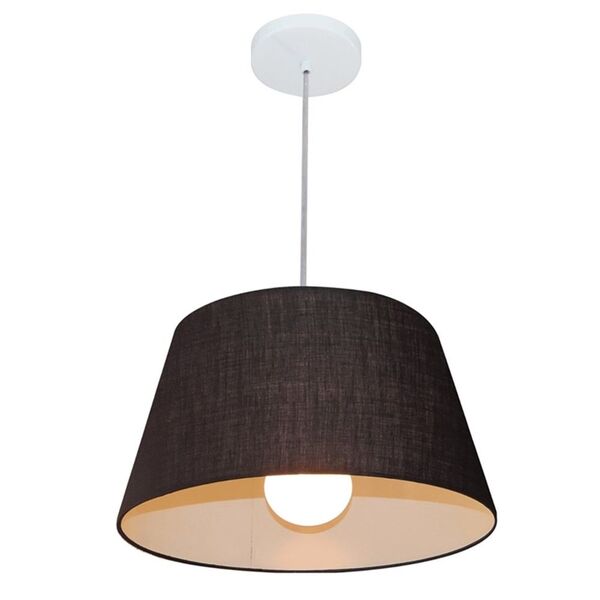 Lustre Pendente Cone Md-4039 Cúpula Em Tecido 21/40x30cm Pret